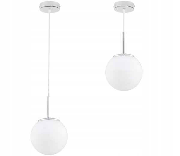 Pendelleuchte Glas Metall Silber E27 B:14 cm Modern Leuchte