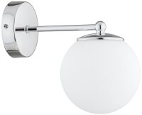 Wandleuchte Glas Metall Silber blendarm E27 T:20 cm