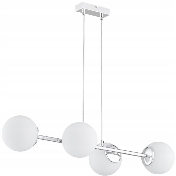 Pendelleuchte 4-flammig Glas Silber E27 L:75 cm Modern Leuchte