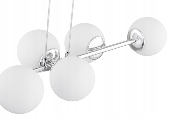 Pendelleuchte 4-flammig Glas Silber E27 L:75 cm Modern Leuchte