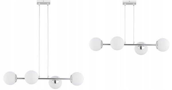 Pendelleuchte 4-flammig Glas Silber E27 L:75 cm Modern Leuchte