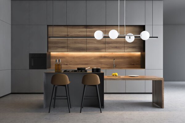 Pendelleuchte 4-flammig Glas Silber E27 L:75 cm Modern Leuchte