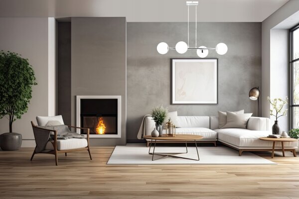 Pendelleuchte 4-flammig Glas Silber E27 L:75 cm Modern Leuchte