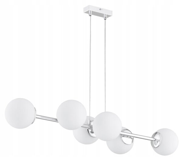 Hängelampe 6-flammig Glas Silber E27 L:90 cm Modern Leuchte