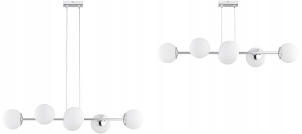 Hängelampe 6-flammig Glas Silber E27 L:90 cm Modern Leuchte