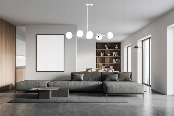 Hängelampe 6-flammig Glas Silber E27 L:90 cm Modern Leuchte