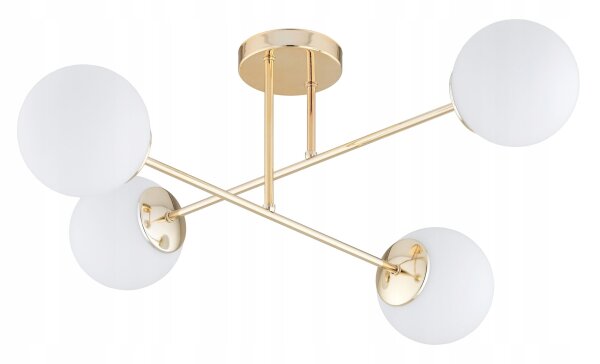Deckenleuchte Glas Metall Gold 4-flammig E27 L:70 cm Leuchte