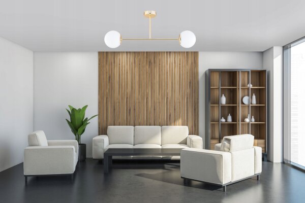 Deckenleuchte 2-flammig Glas Gold E27 70 cm Modern Leuchte