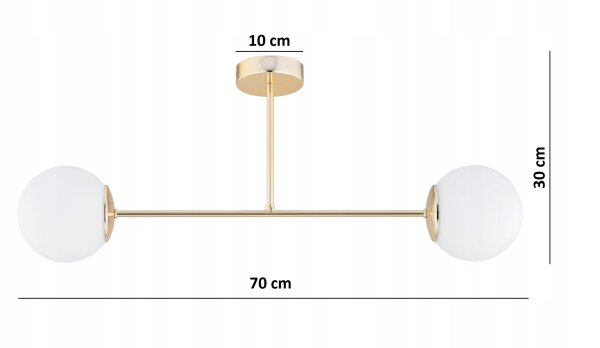 Deckenleuchte 2-flammig Glas Gold E27 70 cm Modern Leuchte