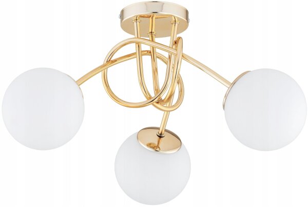 Deckenleuchte Glas Metall Gold 3-flammig E27 B:50 cm Leuchte