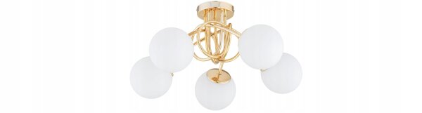 Deckenleuchte 5-flammig Gold Glas E27 B:50 cm Modern Leuchte