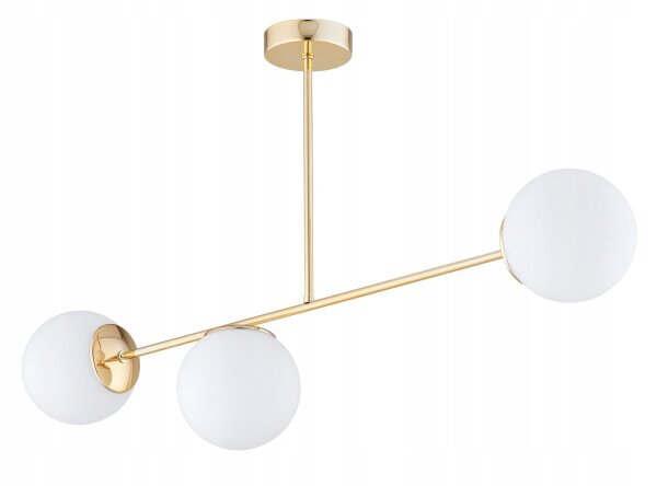 Deckenleuchte 3-flammig Glas Gold E27 L:80 cm blendarm Leuchte