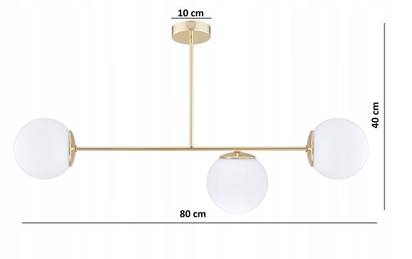 Deckenleuchte 3-flammig Glas Gold E27 L:80 cm blendarm Leuchte