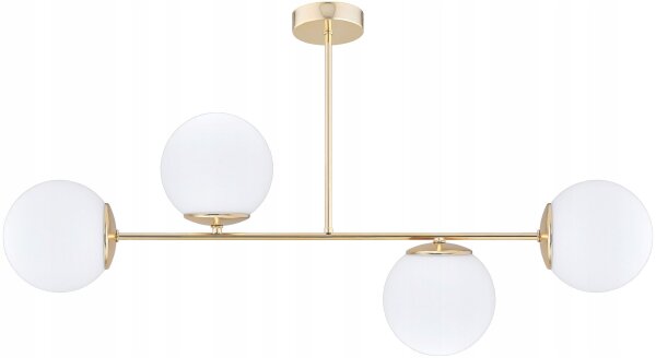 Deckenleuchte Glas Gold 4-flammig E27 L:80 cm Modern Leuchte