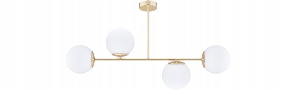 Deckenleuchte Glas Gold 4-flammig E27 L:80 cm Modern Leuchte