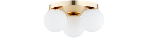 Deckenleuchte 3-flammig Glas Metall Gold E27 B:30 cm Leuchte