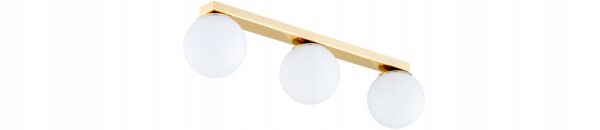 Deckenleuchte 3-flammig Glas Weiß Gold E27 L:60 cm Leuchte