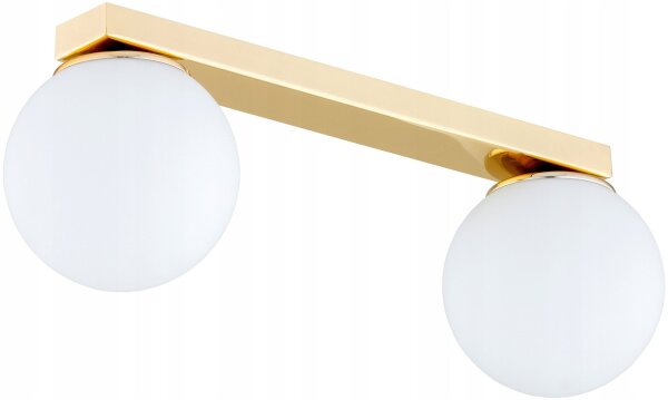 Deckenleuchte 2-flammig Glas Metall Gold E27 L:40 cm Leuchte