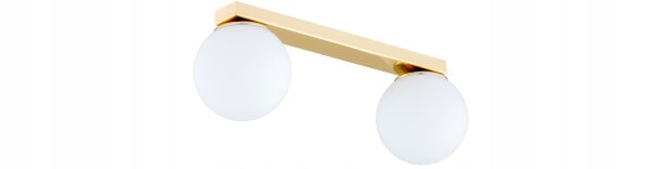 Deckenleuchte 2-flammig Glas Metall Gold E27 L:40 cm Leuchte