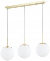 Pendelleuchte 3-flammig Glas Weiß Gold E27 L:60 cm...