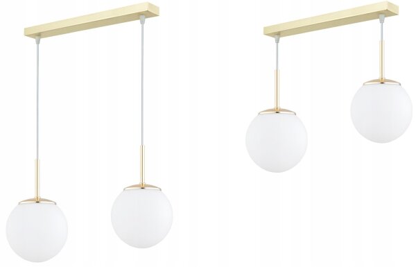 Pendelleuchte Glas Gold 2-flammig E27 L:40 cm blendarm Leuchte