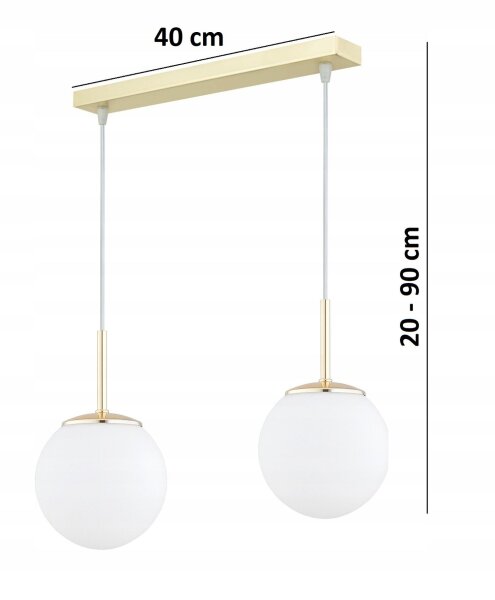 Pendelleuchte Glas Gold 2-flammig E27 L:40 cm blendarm Leuchte