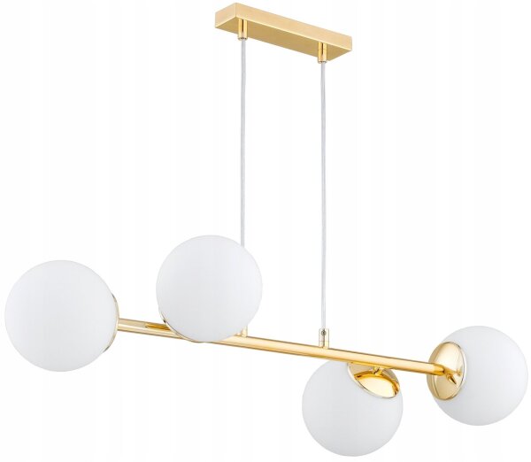 Pendelleuchte Glas Metall Gold 4-flammig E27 L:75 cm Leuchte