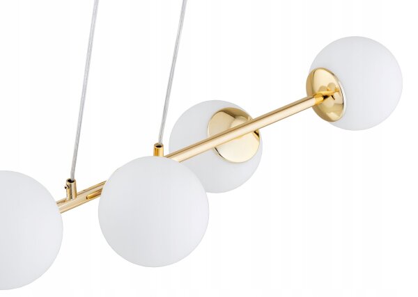 Pendelleuchte Glas Metall Gold 4-flammig E27 L:75 cm Leuchte