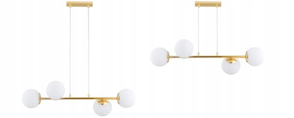 Pendelleuchte Glas Metall Gold 4-flammig E27 L:75 cm Leuchte