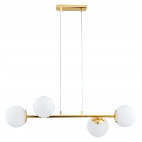 Pendelleuchte Glas Metall Gold 4-flammig E27 L:75 cm Leuchte