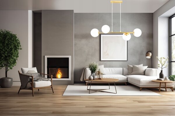 Pendelleuchte Glas Metall Gold 4-flammig E27 L:75 cm Leuchte