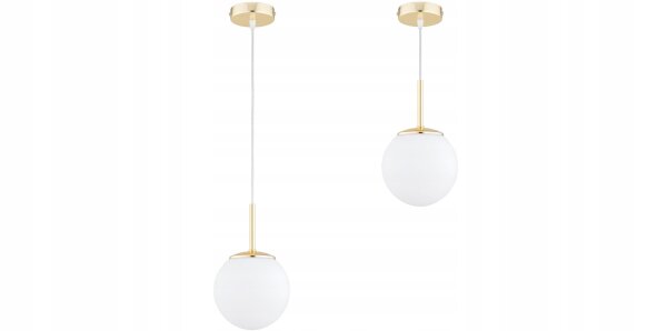 Pendelleuchte Metall Glas Weiß Gold E27 B:14 cm Modern Leuchte