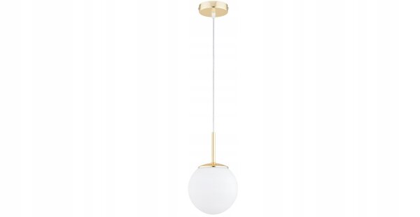 Pendelleuchte Metall Glas Weiß Gold E27 B:14 cm Modern Leuchte