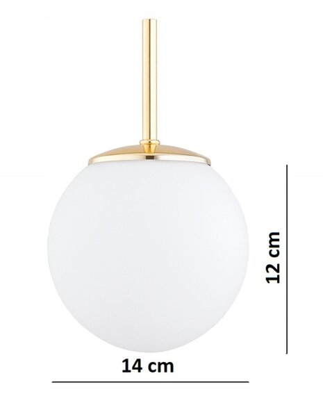 Pendelleuchte Metall Glas Weiß Gold E27 B:14 cm Modern Leuchte