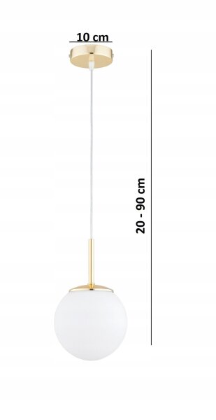 Pendelleuchte Metall Glas Weiß Gold E27 B:14 cm Modern Leuchte