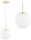 Pendelleuchte Metall Glas Weiß Gold E27 B:14 cm Modern Leuchte