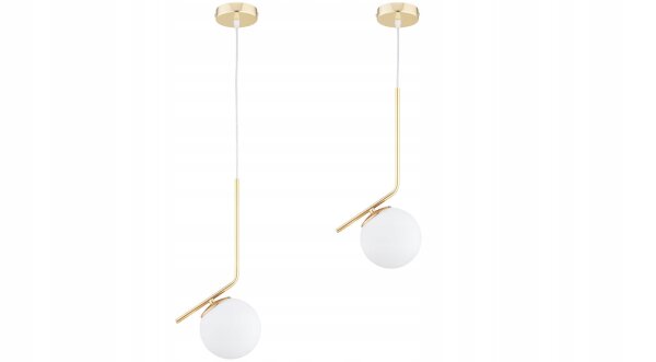Pendelleuchte Glas Weiß Gold edel E27 L:14 cm blendarm Leuchte