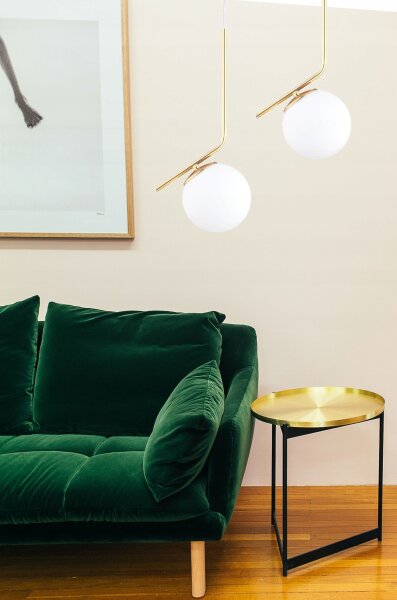 Pendelleuchte Glas Weiß Gold edel E27 L:14 cm blendarm Leuchte