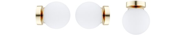Wandleuchte Glas Weiß Gold E27 H:15 cm Modern edel Leuchte
