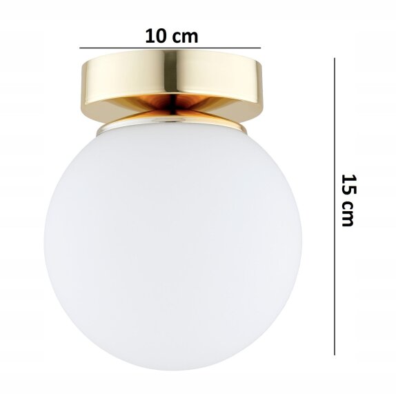 Wandleuchte Glas Weiß Gold E27 H:15 cm Modern edel Leuchte