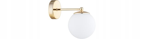 Wandlampe mit Arm Glas Metall Weiß Gold E27 B:22 cm Leuchte