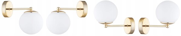 Wandlampe mit Arm Glas Metall Weiß Gold E27 B:22 cm Leuchte
