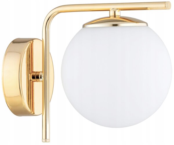 Wandleuchte Gold Glas Kugel Metall E27 B:22 cm blendarm Leuchte