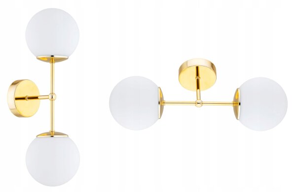 Wandleuchte Glas Gold Up Down 2-flammig E27 H:40 cm Leuchte