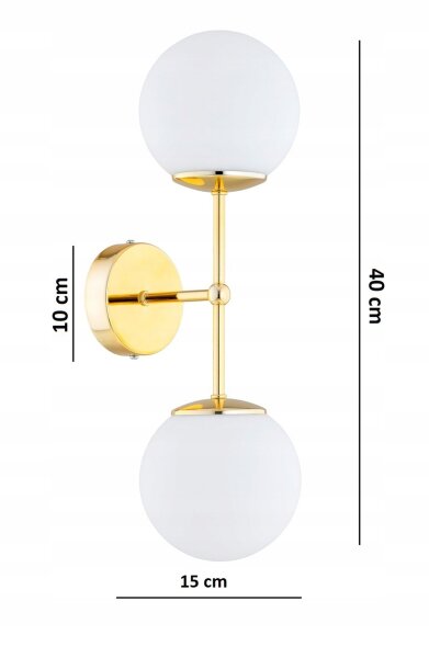 Wandleuchte Glas Gold Up Down 2-flammig E27 H:40 cm Leuchte