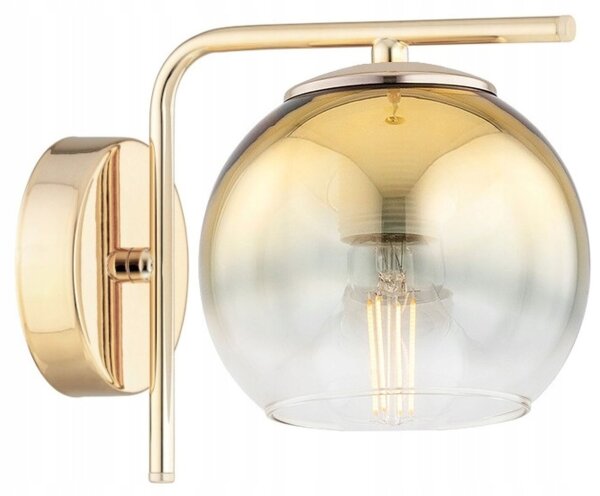 Wandlampe mit Arm Glas Metall Gold E27 B:22 cm Modern Leuchte