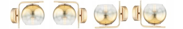 Wandlampe mit Arm Glas Metall Gold E27 B:22 cm Modern Leuchte