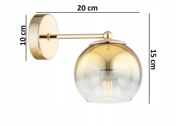 Wandleuchte Glas Metall Gold E27 B:22 cm wohnlich Leuchte