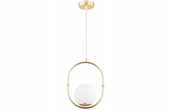 Pendelleuchte Gold Weiß Metall Glas E27 B:14 cm Modern Leuchte