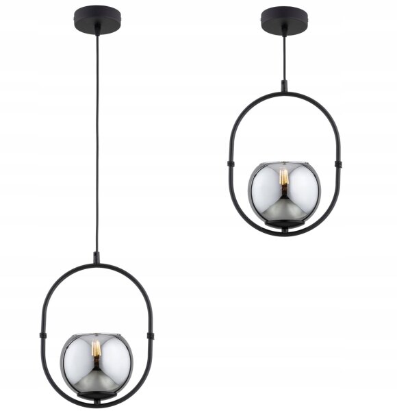 Pendelleuchte Rauchglas Schwarz E27 B:14 cm Modern Leuchte